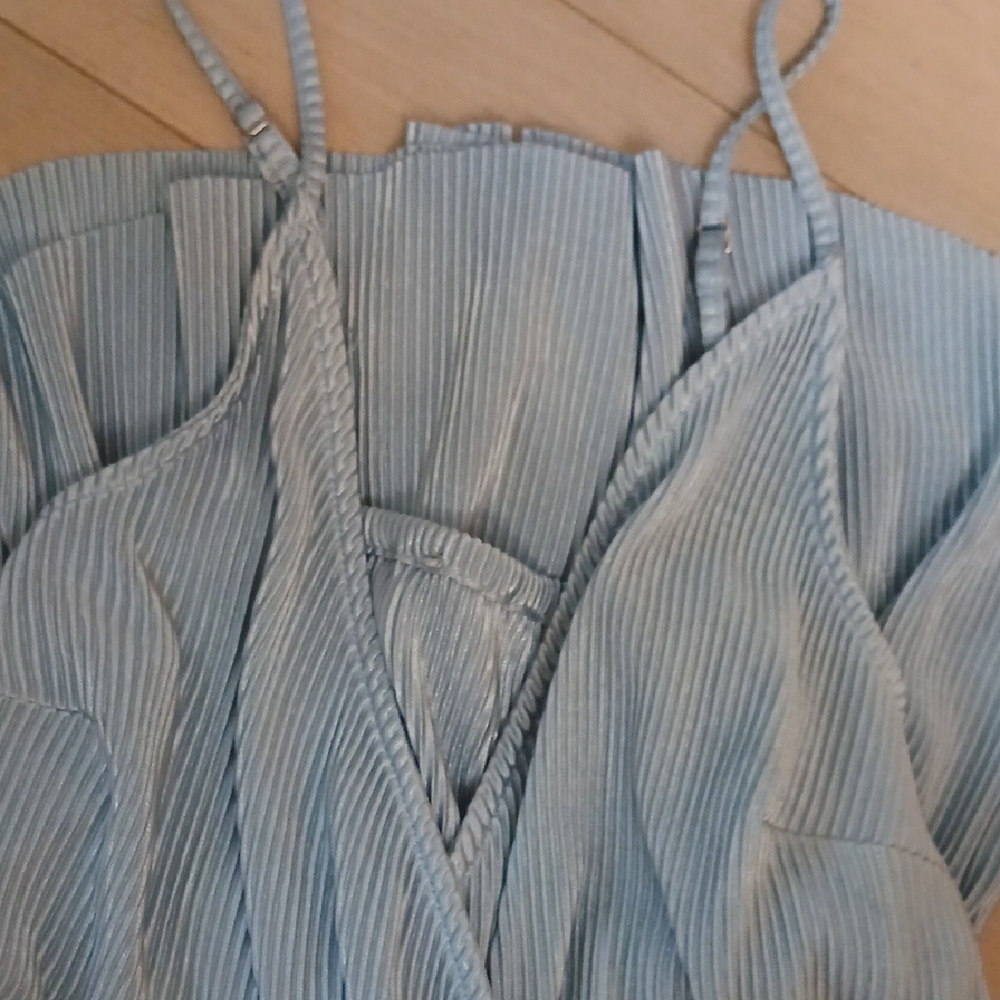 Pleated Blue Strappy CAMISOLE TOP